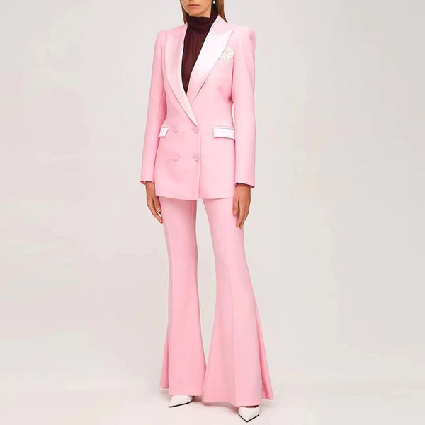women's suits blazers blazer pantsuits 2 piece set pink women business double breasted button flared pants blazer pants formal suit 221, White;black
women's suits blazers blazer pantsuits 2 piece set pink women business double breasted button flared pants blazer pants formal suit 221, White;black