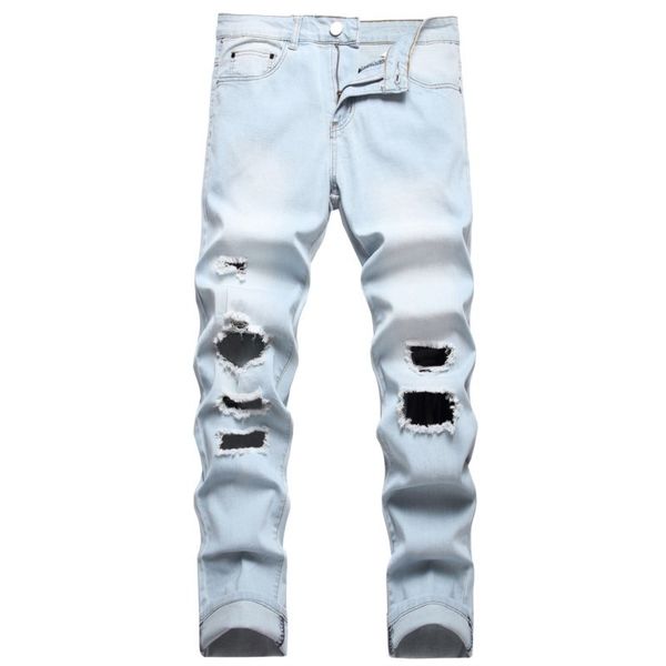 men's jeans fashion streetwear ripped vintage light blue skinny destroyed broken punk denim pants homme hip hop men 221008
men's jeans fashion streetwear ripped vintage light blue skinny destroyed broken punk denim pants homme hip hop men 221008