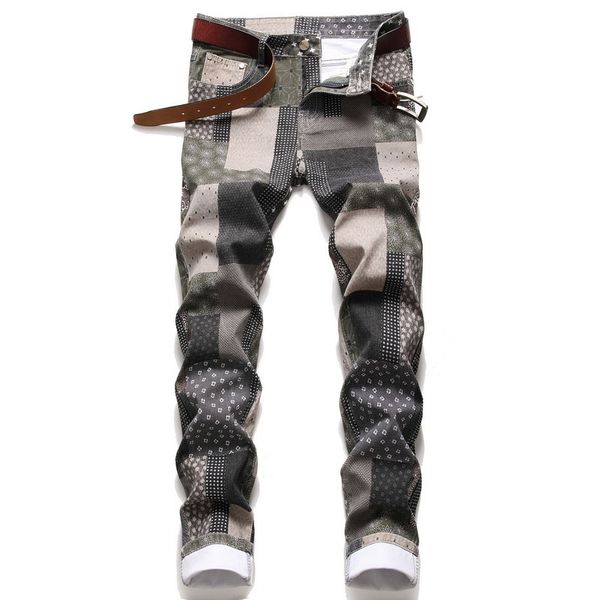 men's jeans streetwear men's patch patchwork casual jeans fashion slim straight stretch denim pants colorful plaid digital painted, Blue
men's jeans streetwear men's patch patchwork casual jeans fashion slim straight stretch denim pants colorful plaid digital painted, Blue