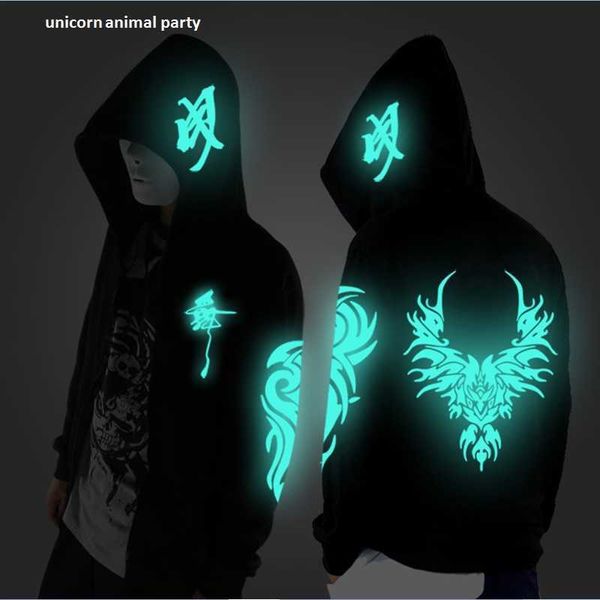men's hoodies sweatshirts noctilucent long-sleeved jacket clothes loose coat and dents fashion clothing dance night shining ghost g2210, Black
men's hoodies sweatshirts noctilucent long-sleeved jacket clothes loose coat and dents fashion clothing dance night shining ghost g2210, Black