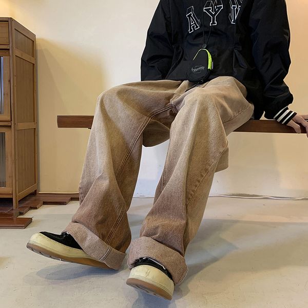 men's jeans autumn solid simple jean pants korean men's baggy washed jeans classic straight daily denim mopping wideleg pants 2210, Blue
men's jeans autumn solid simple jean pants korean men's baggy washed jeans classic straight daily denim mopping wideleg pants 2210, Blue