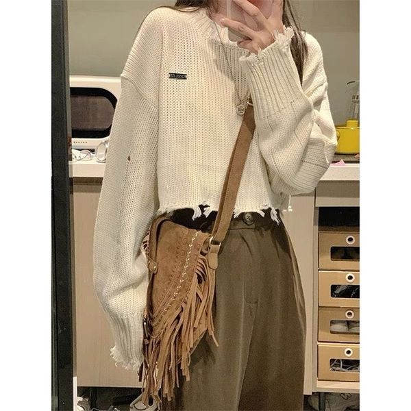 womens sweaters korean fashion ripped cropped sweater women pullover autumn loose japanese solid color vneck long sleeve oversized sweater 2, White;black
womens sweaters korean fashion ripped cropped sweater women pullover autumn loose japanese solid color vneck long sleeve oversized sweater 2, White;black