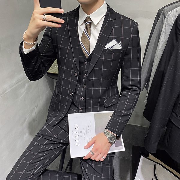 men's suits blazers jacketsvesttrousers blazers groom wedding dress plaid formal suits set men fashion boutique casual business suit 3, White;black
men's suits blazers jacketsvesttrousers blazers groom wedding dress plaid formal suits set men fashion boutique casual business suit 3, White;black