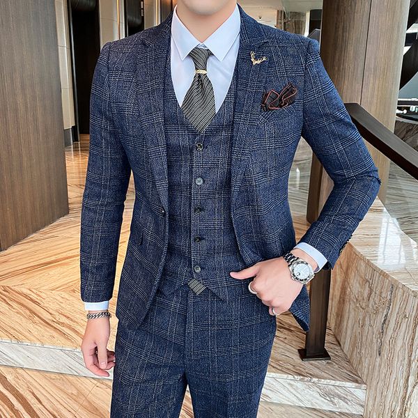 men's suits blazers jacketvest pants spring fashion gentleman men's plaid leisure suit jacket sets england simple groom 3 piece s5, White;black
men's suits blazers jacketvest pants spring fashion gentleman men's plaid leisure suit jacket sets england simple groom 3 piece s5, White;black
