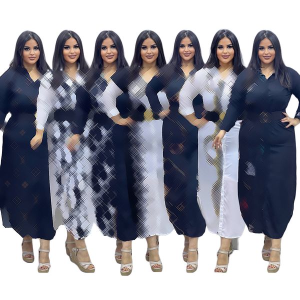 q6063 fashion digital printed maxi dress for women long sleeve cardigan button lapel loose casual brand big swing dresses without belt, Black;gray
q6063 fashion digital printed maxi dress for women long sleeve cardigan button lapel loose casual brand big swing dresses without belt, Black;gray