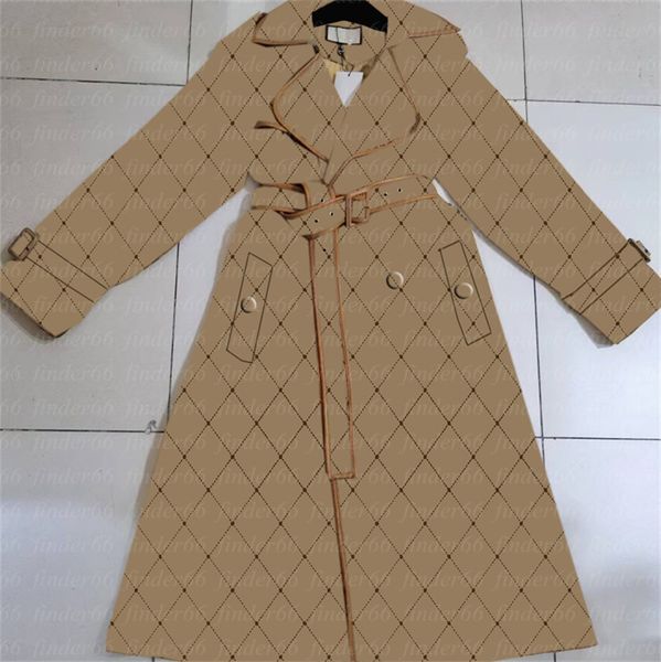 women winter fall long trench coats women full letters jackets personality with belt windbreaker coat fashion streetwear solid color, Tan;black