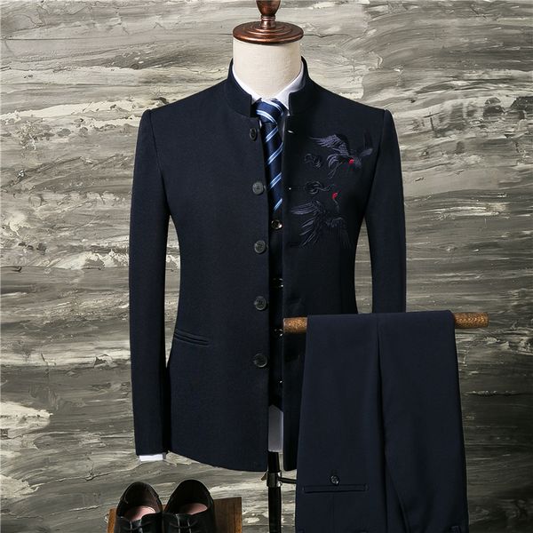 men's suits blazers jacketvestpants men chinese tunic suitsmen embroidery business suitsmale slim fit blazers groom's wedding dres, White;black
men's suits blazers jacketvestpants men chinese tunic suitsmen embroidery business suitsmale slim fit blazers groom's wedding dres, White;black