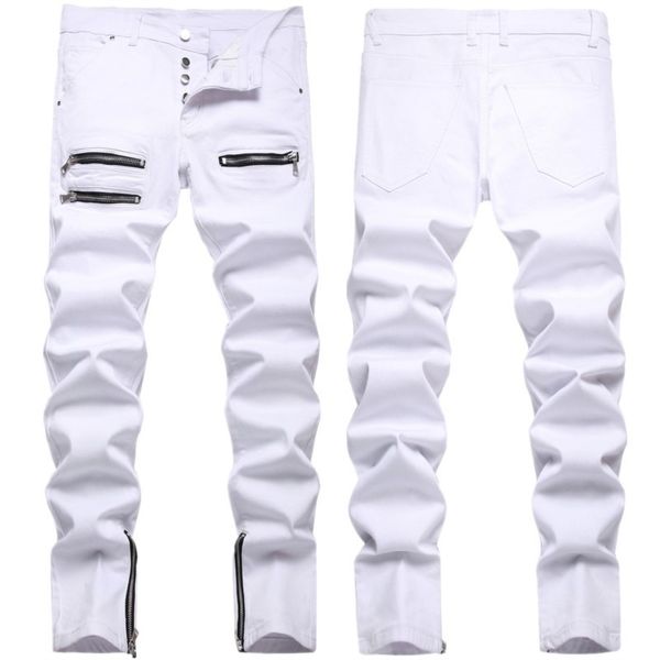 men's jeans fashion streetwear mens white stretch denim jeans men zipper decoration slim feet casual biker denim pants button placket j, Blue
men's jeans fashion streetwear mens white stretch denim jeans men zipper decoration slim feet casual biker denim pants button placket j, Blue