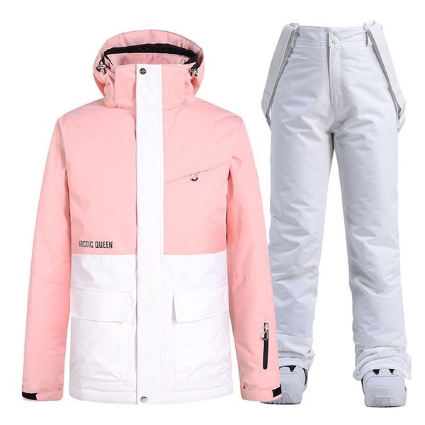 skiing suits pink and white women s winter snow suit sets snowboarding clothing costumes 10k waterproof coat jackets strap pants 221008
skiing suits pink and white women s winter snow suit sets snowboarding clothing costumes 10k waterproof coat jackets strap pants 221008