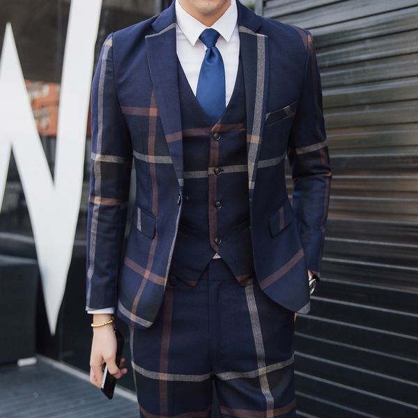 men's suits blazers coat vest pants fashion boutique stripes wedding three pieces set male business casual blazers jacket trousers 2210, White;black
men's suits blazers coat vest pants fashion boutique stripes wedding three pieces set male business casual blazers jacket trousers 2210, White;black