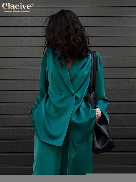 women's suits blazers clacive fashion long sleeve blazer two piece sets women outifits casual loose office pants set elegant green sati, White;black
women's suits blazers clacive fashion long sleeve blazer two piece sets women outifits casual loose office pants set elegant green sati, White;black