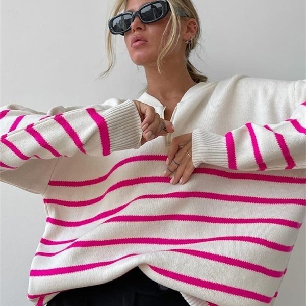 womens sweaters striped women sweater pullover oversized jumper knitted loose fashion zipper female sweaters autumn winter casual lady 2210, White;black
womens sweaters striped women sweater pullover oversized jumper knitted loose fashion zipper female sweaters autumn winter casual lady 2210, White;black