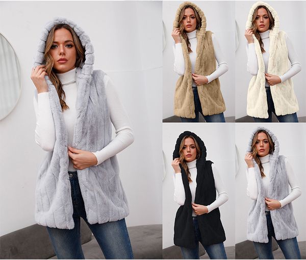 women coat thanksgiving gift winter faux fox fur outdoor warm leisure fashion street vest jackets coats solid color multicolor hooded sleeve, Black
women coat thanksgiving gift winter faux fox fur outdoor warm leisure fashion street vest jackets coats solid color multicolor hooded sleeve, Black