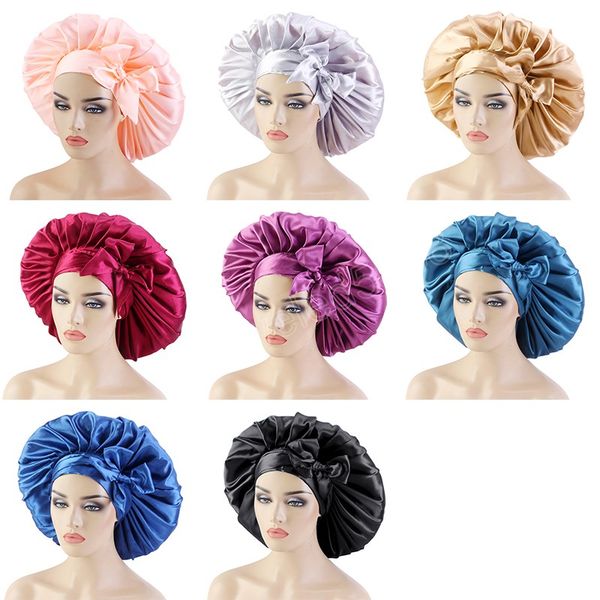 women hat extra large satin bonnet with long tied silky band night sleep cap headwrap soft head cover styling accessories, Blue;gray
women hat extra large satin bonnet with long tied silky band night sleep cap headwrap soft head cover styling accessories, Blue;gray
