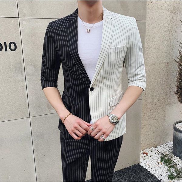 men's suits blazers jacketspants brand clothing men business suit men's fashion spring leisure color matching stripe leisure blaze, White;black
men's suits blazers jacketspants brand clothing men business suit men's fashion spring leisure color matching stripe leisure blaze, White;black