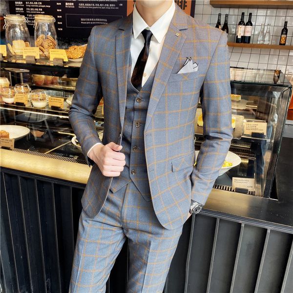 men's suits blazers jacketvestpants men business formal slim fit wedding prom suits male boutique plaid design groom dress blazers 3 pi, White;black
men's suits blazers jacketvestpants men business formal slim fit wedding prom suits male boutique plaid design groom dress blazers 3 pi, White;black