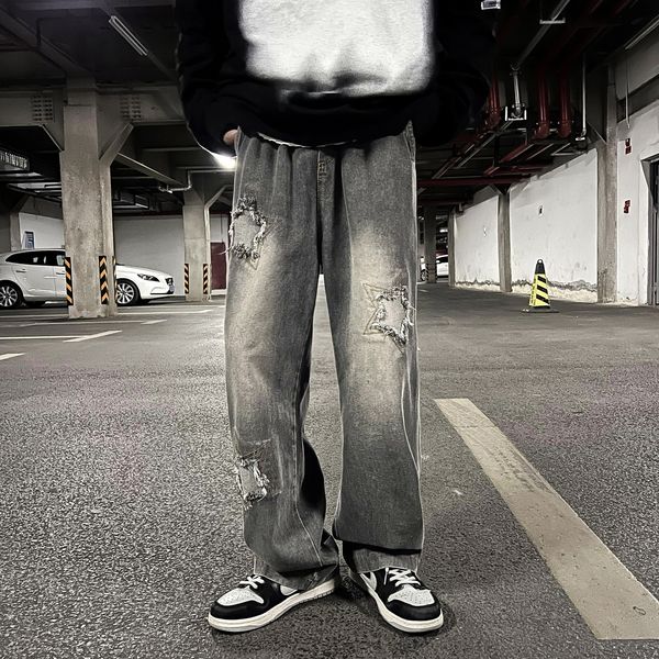 men's jeans spring summer star patch jean pants hole burrs patchwork denim pants male straight loose mopping trousers hip hop jeans 221, Blue
men's jeans spring summer star patch jean pants hole burrs patchwork denim pants male straight loose mopping trousers hip hop jeans 221, Blue