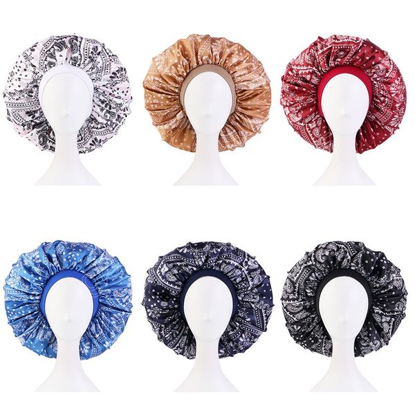 large size paisley pattern satin cap bonnet with thick elastic band sleep cap cancer hair loss chemo cap breathable headcover, Blue;gray
large size paisley pattern satin cap bonnet with thick elastic band sleep cap cancer hair loss chemo cap breathable headcover, Blue;gray