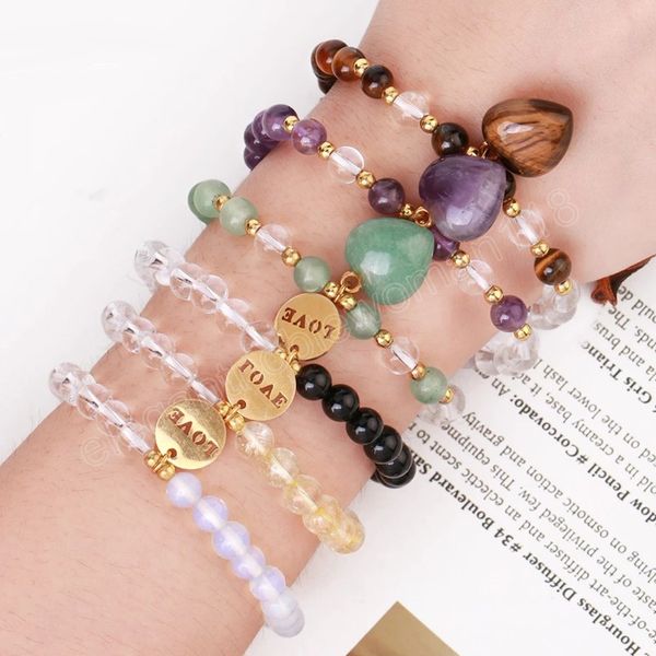 6mm rock crystal bracelet heart natural stone quartz beads gold color love charm bangle trendy jewelry for women, Golden;silver
6mm rock crystal bracelet heart natural stone quartz beads gold color love charm bangle trendy jewelry for women, Golden;silver