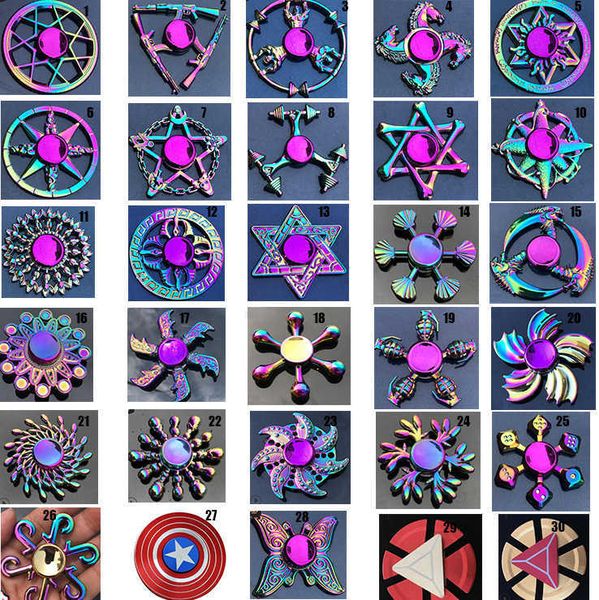 

home decompression toy rainbow metal fidget spinner star flower skull dragon wing hand spinner for autism adhd kids adults antistres