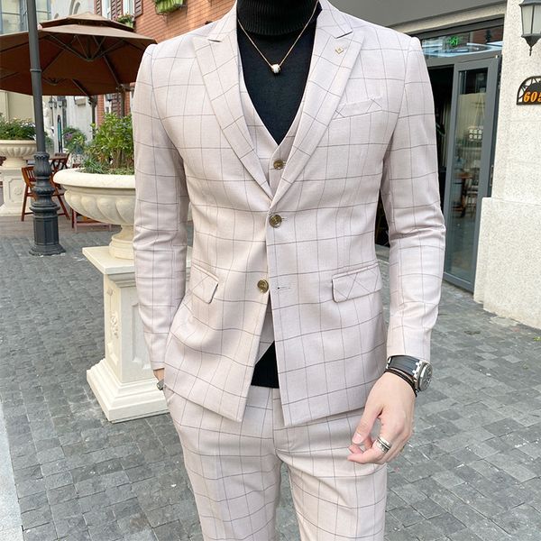 men's suits blazers jacketvestpants men's groom wedding dress plaid formal suits set men fashion casual business suit threepiece s, White;black
men's suits blazers jacketvestpants men's groom wedding dress plaid formal suits set men fashion casual business suit threepiece s, White;black