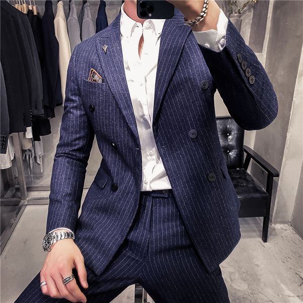 men's suits blazers jacketpants men stripe business double breasted suit coatmale slim fit wedding 2 pieces blazers trousers plus size, White;black
men's suits blazers jacketpants men stripe business double breasted suit coatmale slim fit wedding 2 pieces blazers trousers plus size, White;black