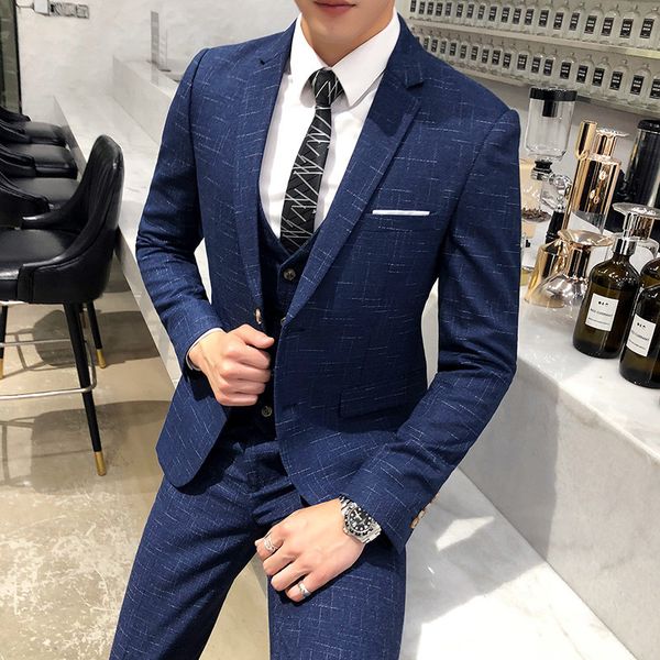 men's suits blazers jacketpantsvest men plaid suits with male business blazer slim fit wedding male groom tuxedos suit prom costume hom, White;black
men's suits blazers jacketpantsvest men plaid suits with male business blazer slim fit wedding male groom tuxedos suit prom costume hom, White;black