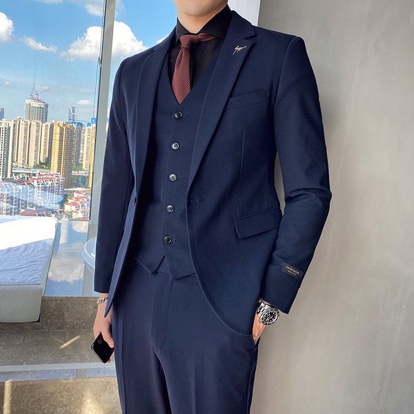 men's suits blazers jacket vest pants 3piece male formal business solid color suit for men's fashion boutique bridegroom wedding d, White;black
men's suits blazers jacket vest pants 3piece male formal business solid color suit for men's fashion boutique bridegroom wedding d, White;black