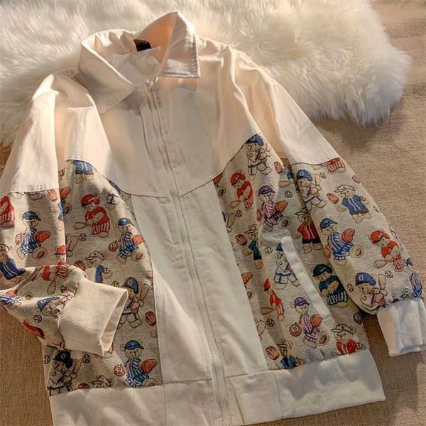 women's jackets woman jacket design sense niche stitching bear print jacket men women spring autumn loose retro baseball uniform cardig, Black;brown
women's jackets woman jacket design sense niche stitching bear print jacket men women spring autumn loose retro baseball uniform cardig, Black;brown