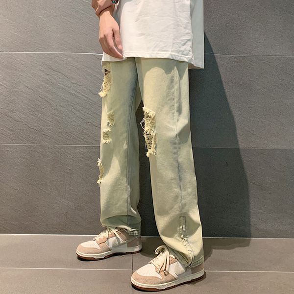 men's jeans high street ripped jeans men's summer design retro zipper open fork casual denim trousers straight loose wide leg jean, Blue
men's jeans high street ripped jeans men's summer design retro zipper open fork casual denim trousers straight loose wide leg jean, Blue