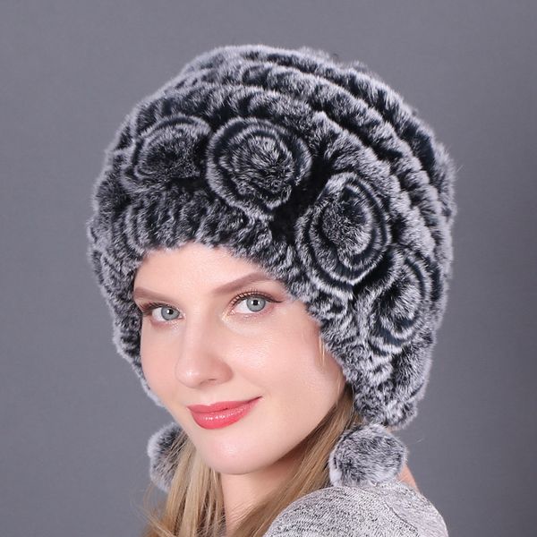 female designer hat winter rabbit fur warm cap for women thickened plush warm hats and windproof protection caps, Blue;gray
female designer hat winter rabbit fur warm cap for women thickened plush warm hats and windproof protection caps, Blue;gray