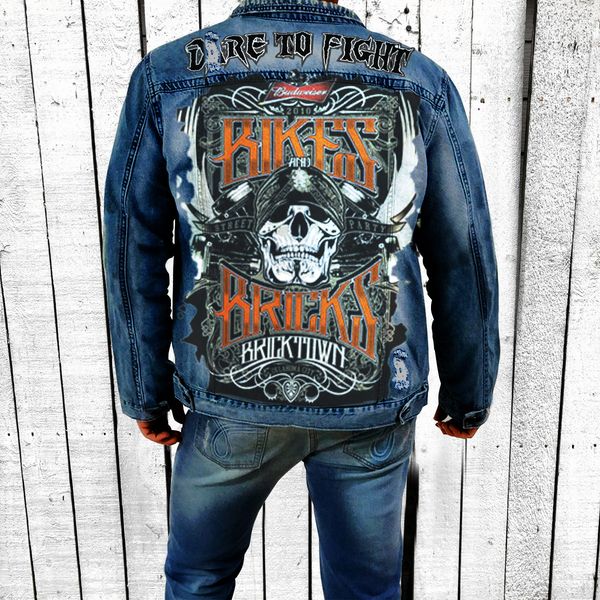 men's autumn/winter denim jacket with lapel collar street fashion retro personality skull print washed with torn biker, Black;brown
men's autumn/winter denim jacket with lapel collar street fashion retro personality skull print washed with torn biker, Black;brown