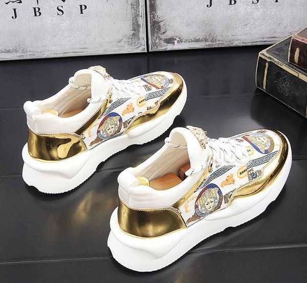 new men's shoes print punk hip hop casual shoes fashion high sneakers height increasing shoes, Black
new men's shoes print punk hip hop casual shoes fashion high sneakers height increasing shoes, Black