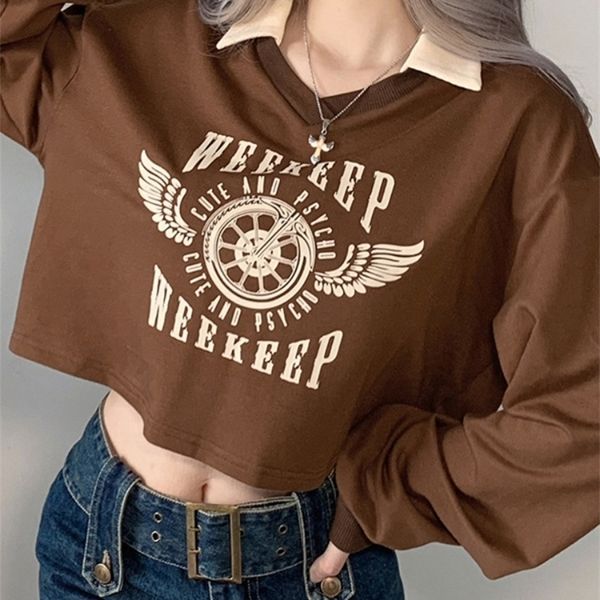 womens tshirt y2k women turndown neck crop vintage letters print long sleeve sweatshirts casual pullover korean style tshirt autumn 221008, White
womens tshirt y2k women turndown neck crop vintage letters print long sleeve sweatshirts casual pullover korean style tshirt autumn 221008, White