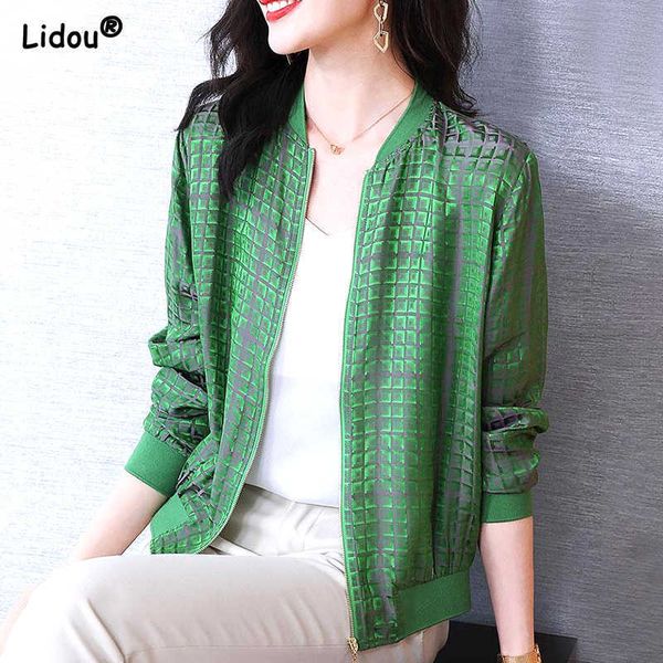 women's jackets fashion plaid silk baseball short jacket green glossy finish streetwear women's clothing o-neck loose spring summe, Black;brown
women's jackets fashion plaid silk baseball short jacket green glossy finish streetwear women's clothing o-neck loose spring summe, Black;brown