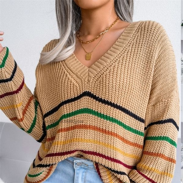 womens sweaters autumn women sweater vintage striped knitted loose clothes fashion elegant vneck casual sweater ladies shirt 221008, White;black
womens sweaters autumn women sweater vintage striped knitted loose clothes fashion elegant vneck casual sweater ladies shirt 221008, White;black