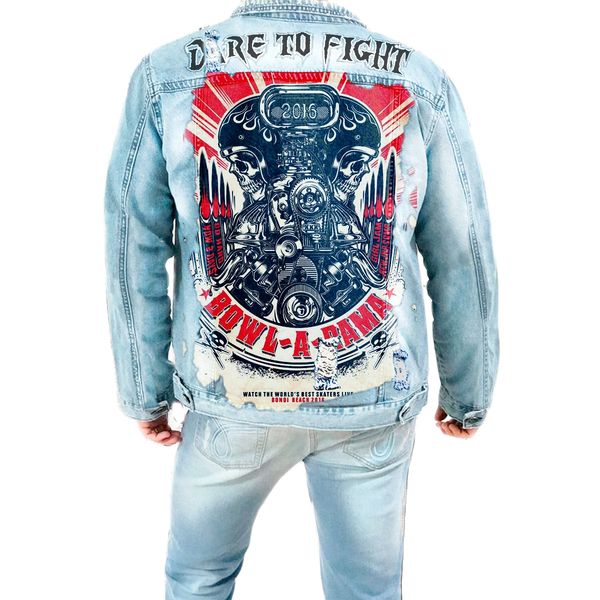 men's autumn/winter denim jacket with lapel collar street fashion retro cycling personality mechanical design head printed washed torn, Black;brown
men's autumn/winter denim jacket with lapel collar street fashion retro cycling personality mechanical design head printed washed torn, Black;brown