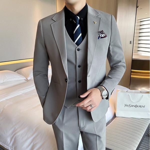 men's suits blazers jacketvestpants fashion men casual boutique business solid color suit 3 pcs set male slim fit wedding blazers trous, White;black
men's suits blazers jacketvestpants fashion men casual boutique business solid color suit 3 pcs set male slim fit wedding blazers trous, White;black