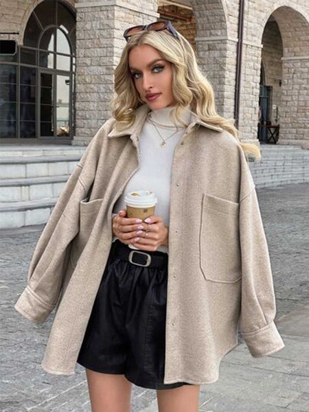 women's jackets zaful double pockets drop shoulders button up coat woollen single breasted women 2022 autumn streetwear jackets t221008, Black;brown
women's jackets zaful double pockets drop shoulders button up coat woollen single breasted women 2022 autumn streetwear jackets t221008, Black;brown