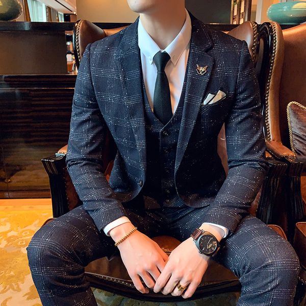 men's suits blazers jacketvestpants highend casual business blazers mens suits groom fashion boutique plaid wedding dress suit 3pce set, White;black
men's suits blazers jacketvestpants highend casual business blazers mens suits groom fashion boutique plaid wedding dress suit 3pce set, White;black