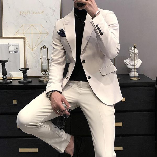 men's suits blazers jackettrousers male slim fit casual tuxedo casual business blazers men suits groom wedding men formal social suits, White;black
men's suits blazers jackettrousers male slim fit casual tuxedo casual business blazers men suits groom wedding men formal social suits, White;black