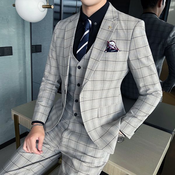 men's suits blazers jacketvestpants male prom wedding tuxedo plaid groom dress blazers coat trousers waistcoat men 3pcs set slim fit su, White;black
men's suits blazers jacketvestpants male prom wedding tuxedo plaid groom dress blazers coat trousers waistcoat men 3pcs set slim fit su, White;black