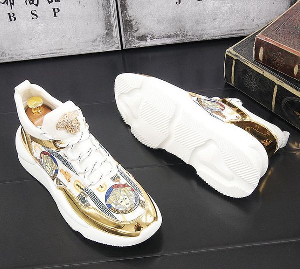 new designer men's shoes print punk hip hop casual shoes fashion high sneakers height increasing shoes, Black
new designer men's shoes print punk hip hop casual shoes fashion high sneakers height increasing shoes, Black
