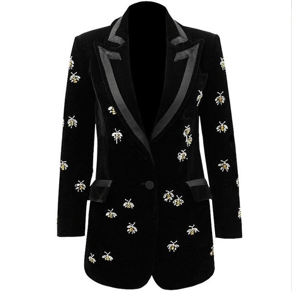 luxurious designing suit coat novelty runway handmade bees beading blazers women notched high street velvet long qaulity trend blazer w309, White;black
luxurious designing suit coat novelty runway handmade bees beading blazers women notched high street velvet long qaulity trend blazer w309, White;black