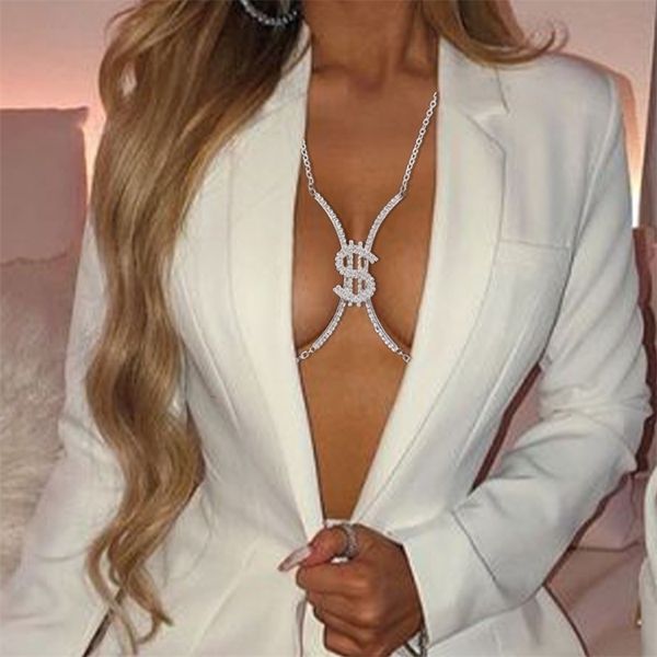other stonefans dollar chest chain necklace for women festival accessories crystal bikini bra chain body jewelry gift 221008, Slivery;golden
other stonefans dollar chest chain necklace for women festival accessories crystal bikini bra chain body jewelry gift 221008, Slivery;golden