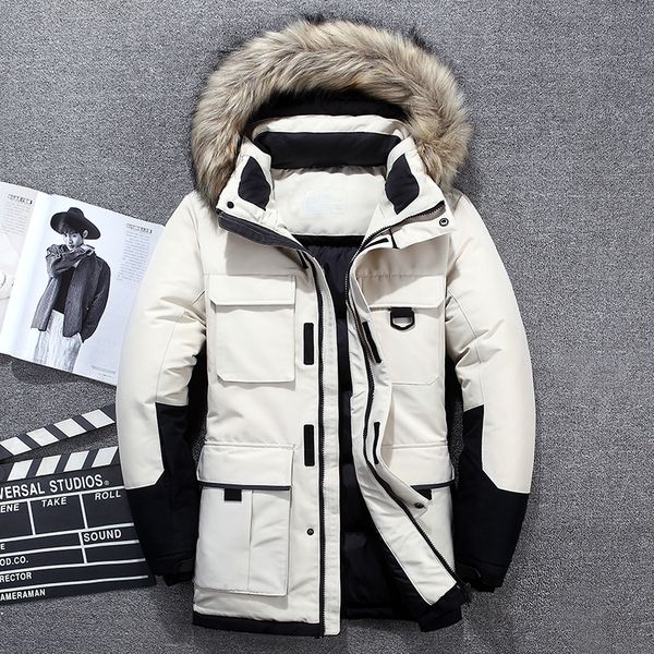men's down parkas 40 degrees white duck down jacket men thick winter big real fur collar warm parka waterproof windproof 221010, Black
men's down parkas 40 degrees white duck down jacket men thick winter big real fur collar warm parka waterproof windproof 221010, Black