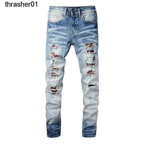 new men's jeans designer amirs fashion hole patch denim casual pants cotton light blue streetwear tight jeans
new men's jeans designer amirs fashion hole patch denim casual pants cotton light blue streetwear tight jeans