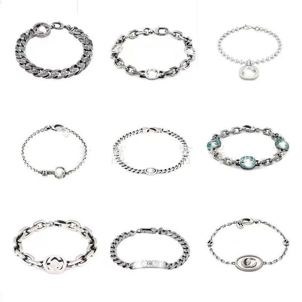 925 silver cuban chain enamel bracelets designer jewelry couple classic bracelet women gift, Black
925 silver cuban chain enamel bracelets designer jewelry couple classic bracelet women gift, Black