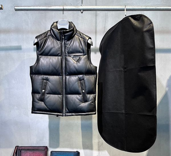 designer's new men's sheepskin leather down coat luxury brand high-end vest jacket, Black
designer's new men's sheepskin leather down coat luxury brand high-end vest jacket, Black