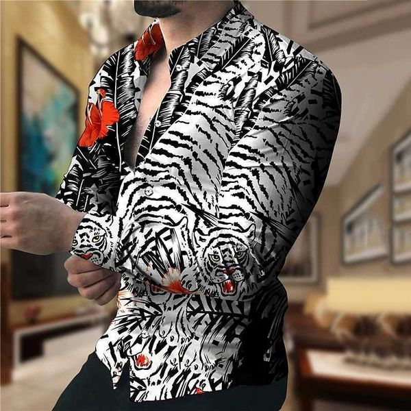 men's casual shirts tiger print men long sleeve casual fashion floral shirt oversized men's clothing prom party cardigan blouses, White;black
men's casual shirts tiger print men long sleeve casual fashion floral shirt oversized men's clothing prom party cardigan blouses, White;black